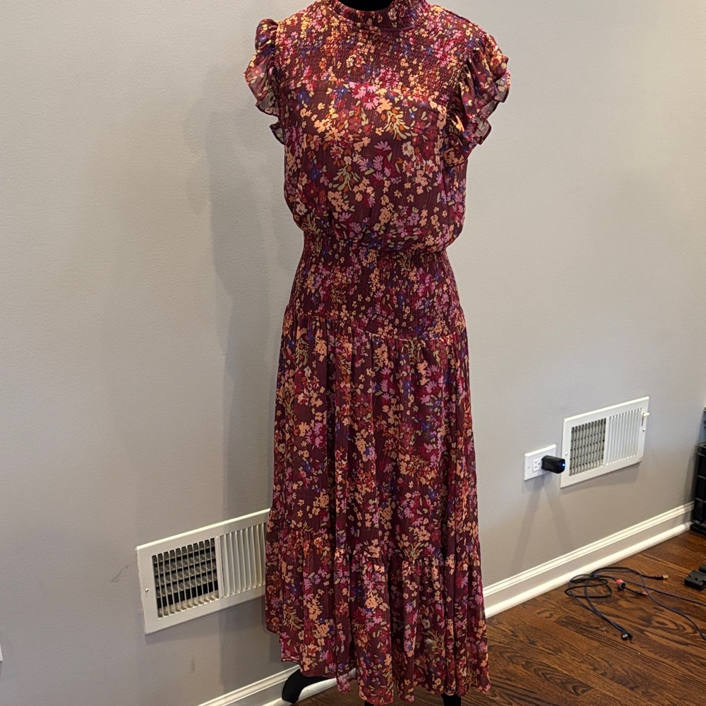 Aqua Multicolor Floral Maxi Dress